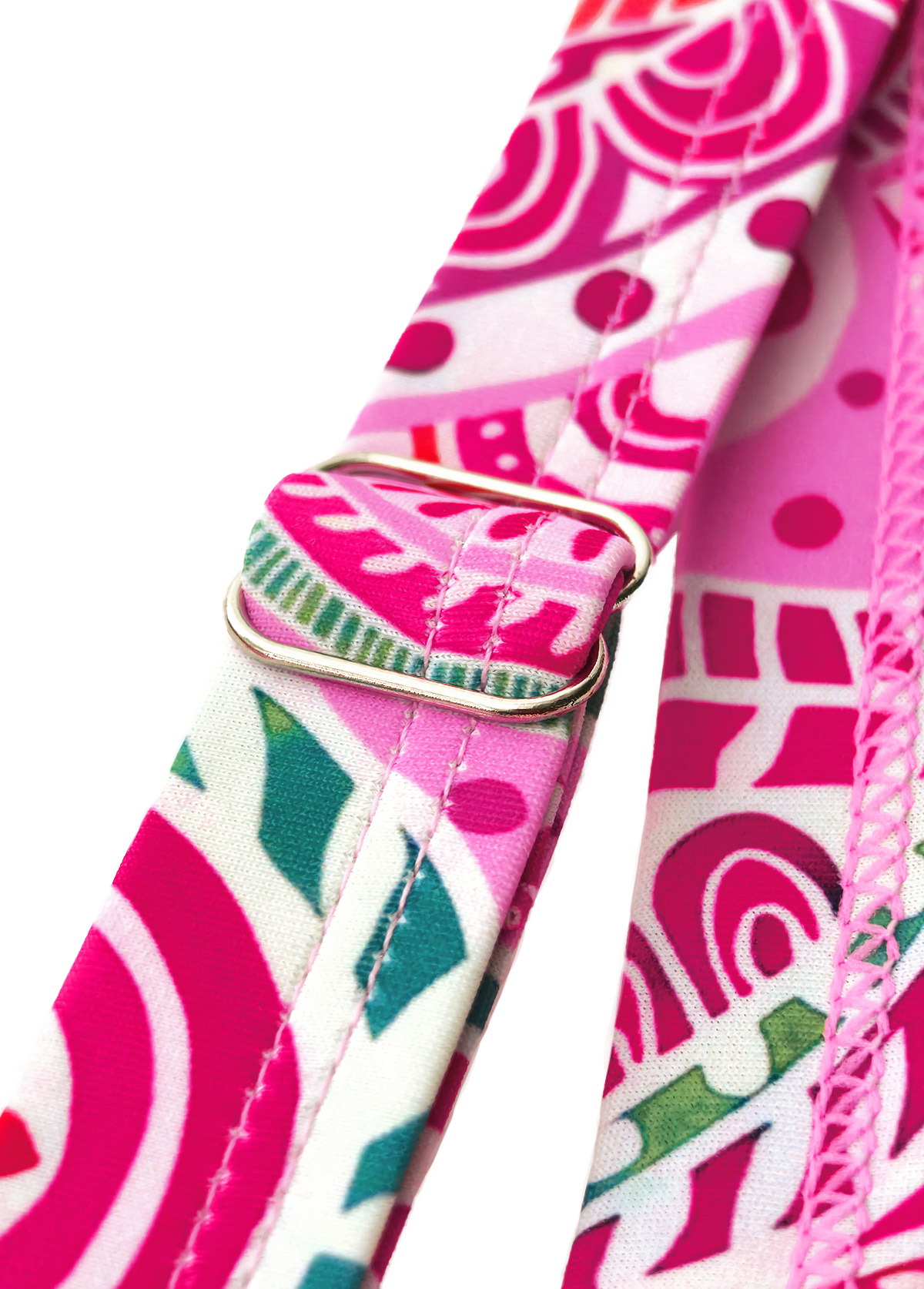 Ruched Mid Waisted Paisley Print Pink Tankini Set | picture 