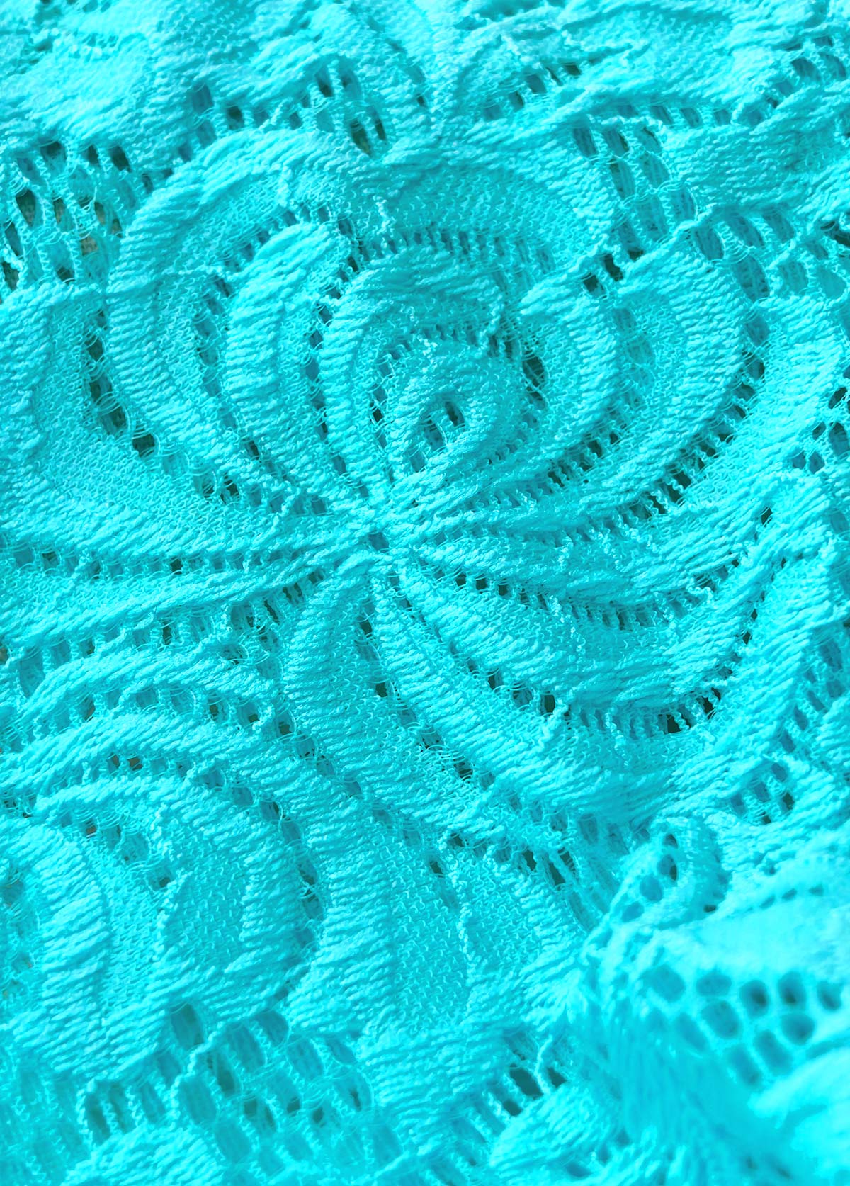 V-Neck Lace Cyan One Piece Swimwear and Bra | picture 