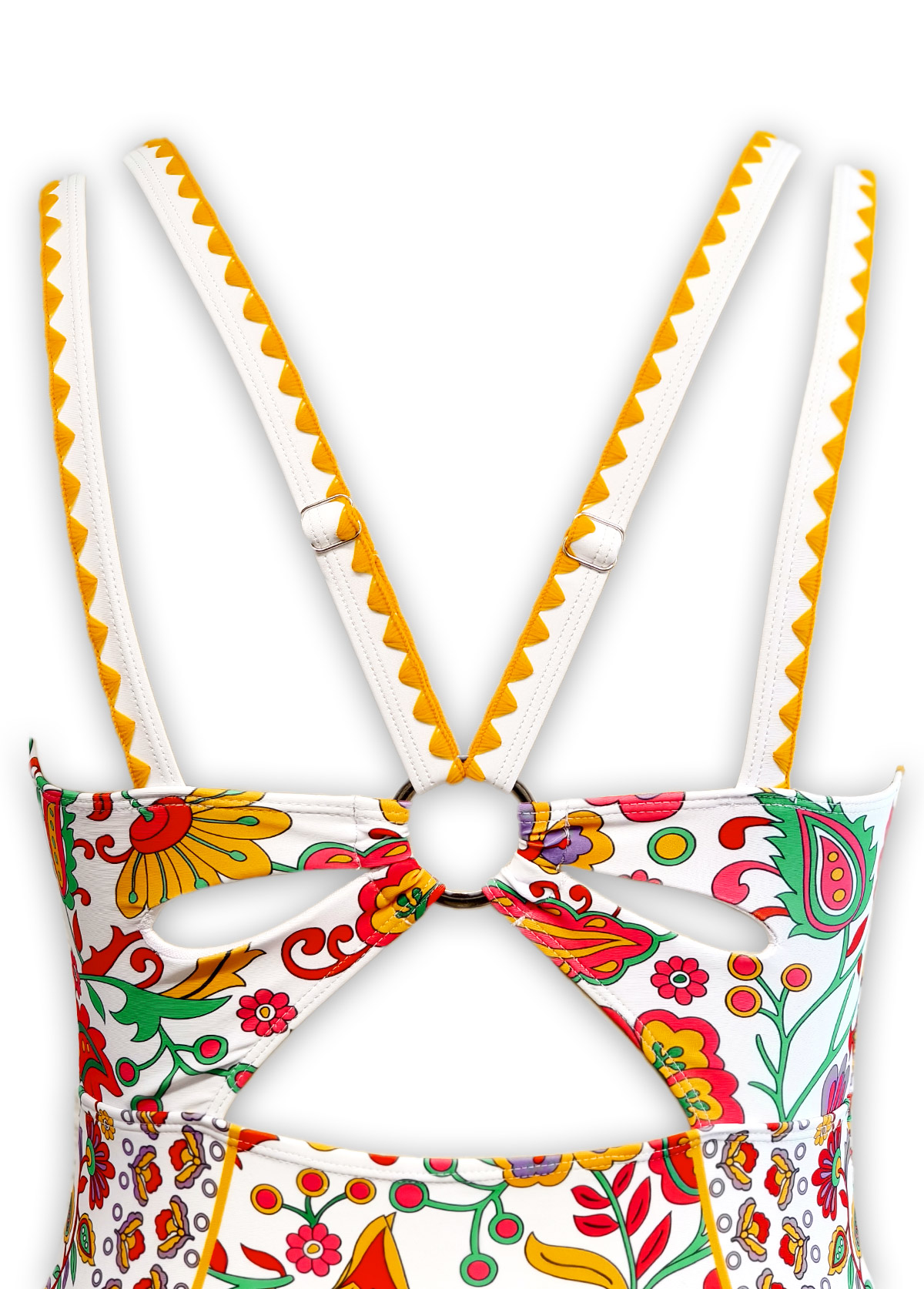 Circular Ring Floral Print Multi Color One Piece Swimwear | picture 