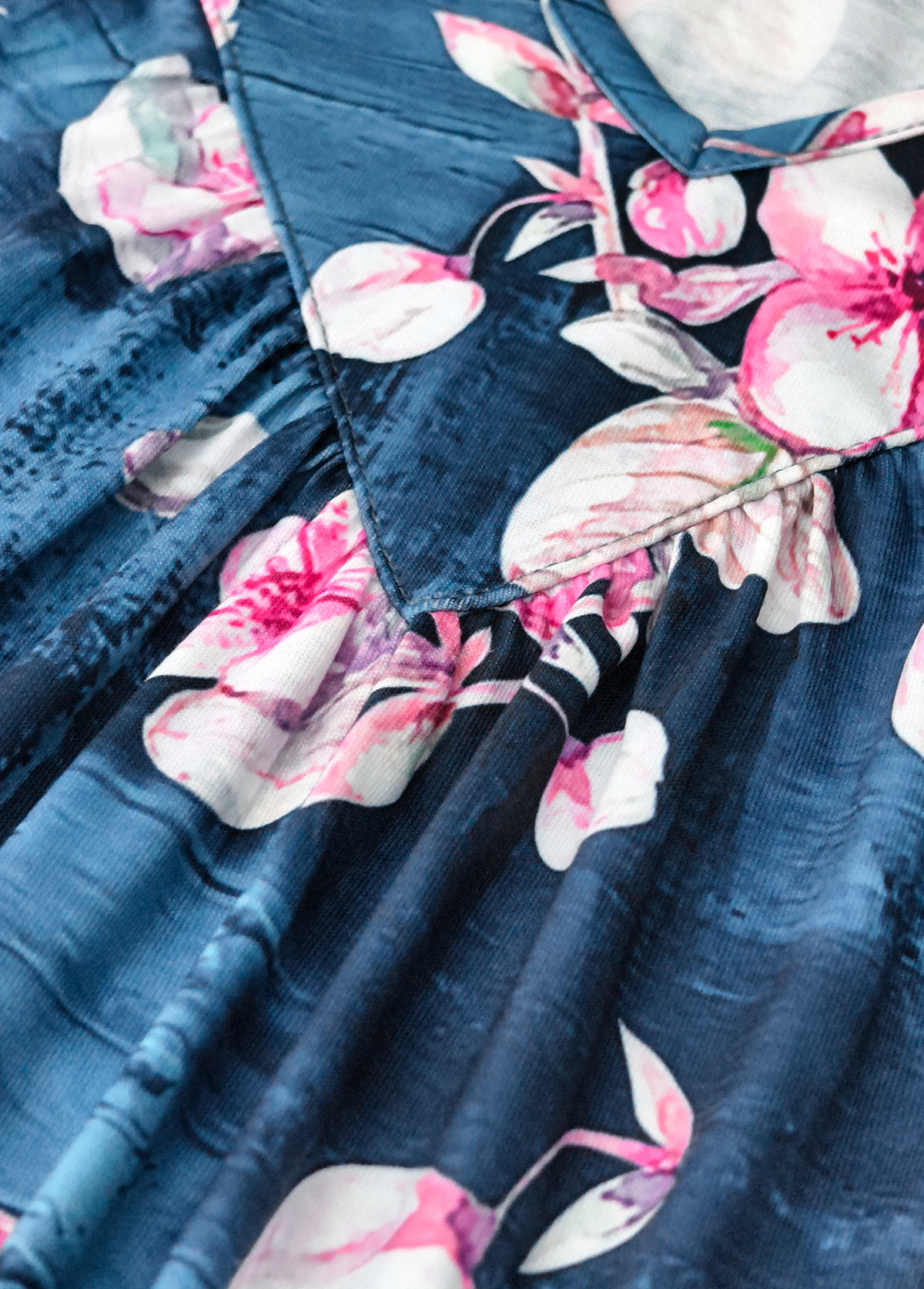 Denim Blue Random Floral Print Sleeveless Tank Top | picture 