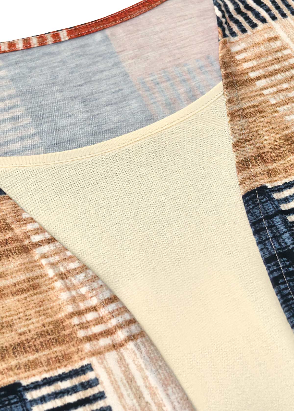 Multi Color Geometric Print Fake Two Piece Twinset | picture 