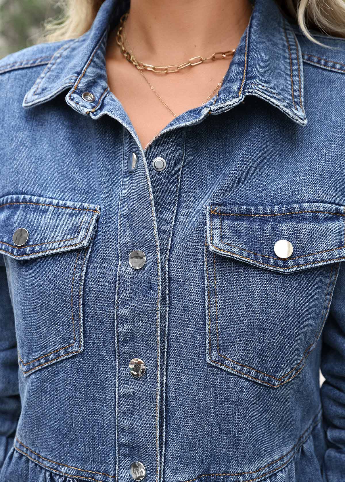 Denim Blue Tummy Coverage Long Sleeve Coat | picture 