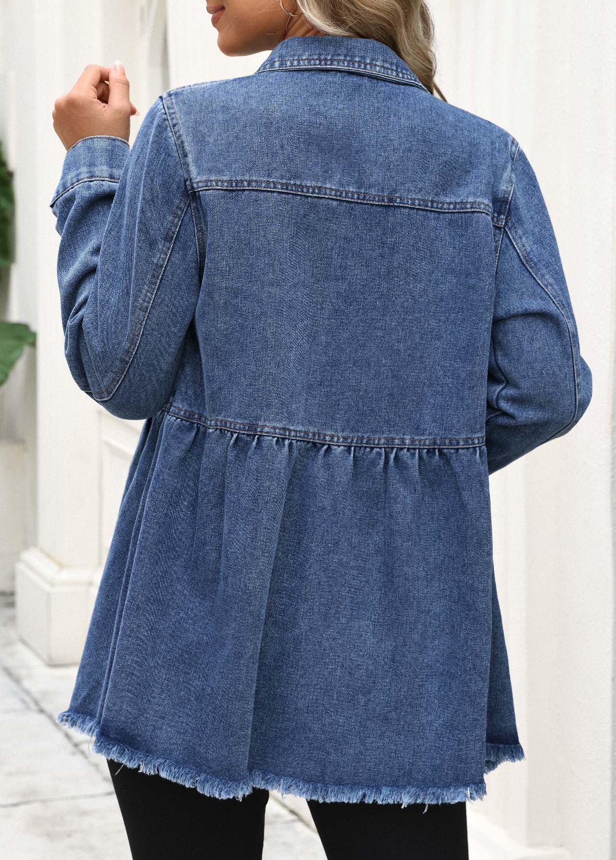 Denim Blue Tummy Coverage Long Sleeve Coat | picture 