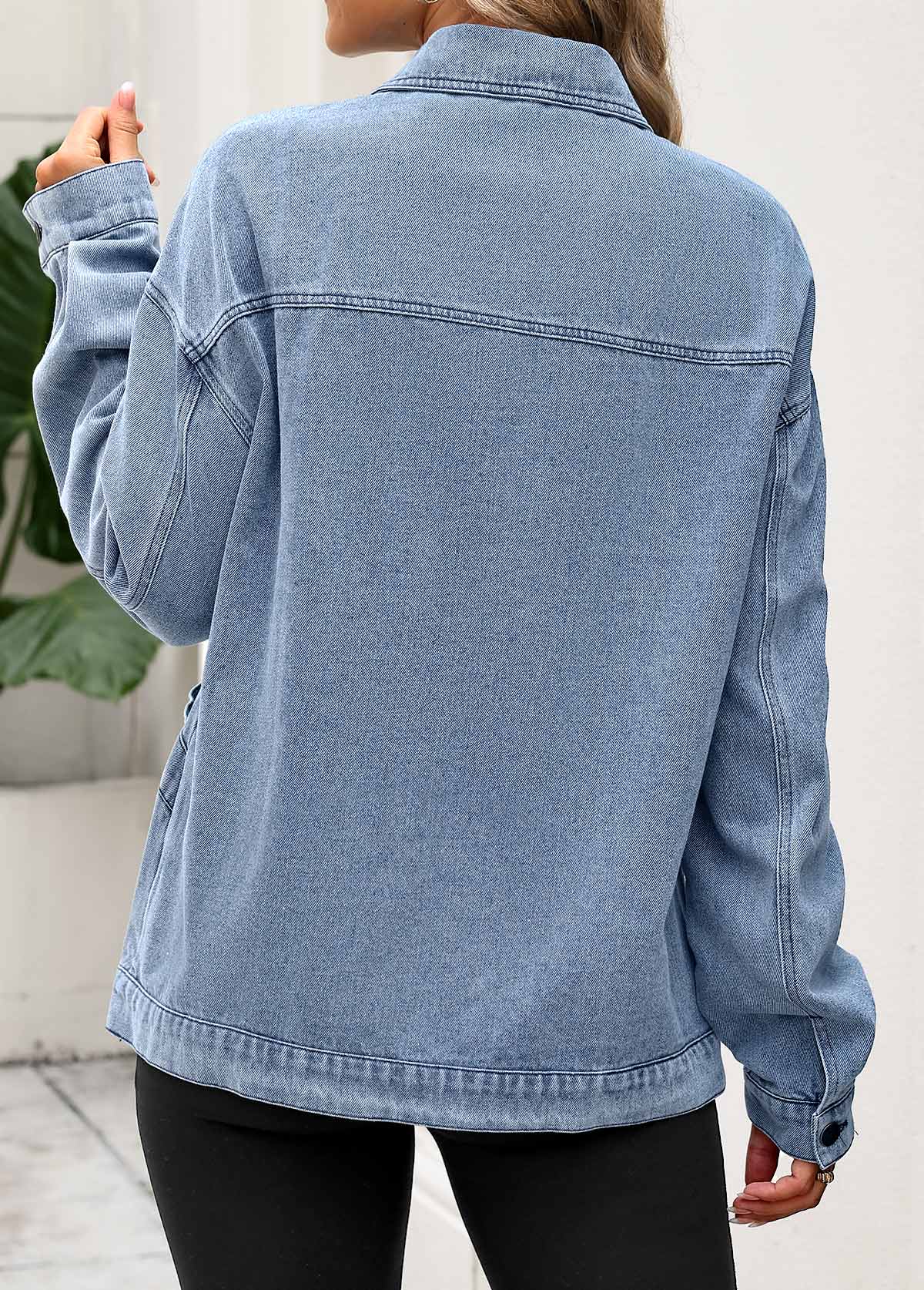 Denim Blue Tummy Coverage Long Sleeve Coat | picture 
