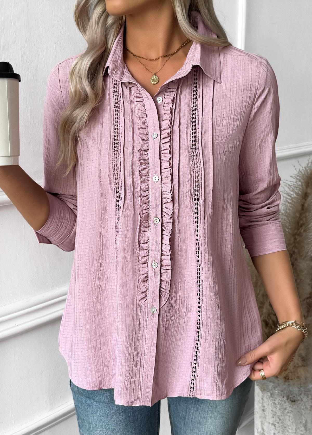 Pink Tummy Coverage Long Sleeve Shirt | picture 