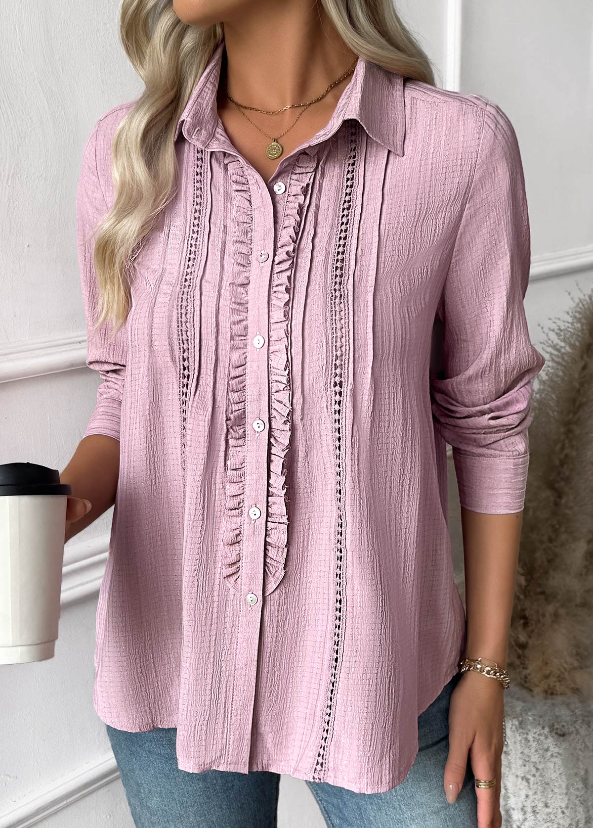 Pink Tummy Coverage Long Sleeve Shirt | picture 