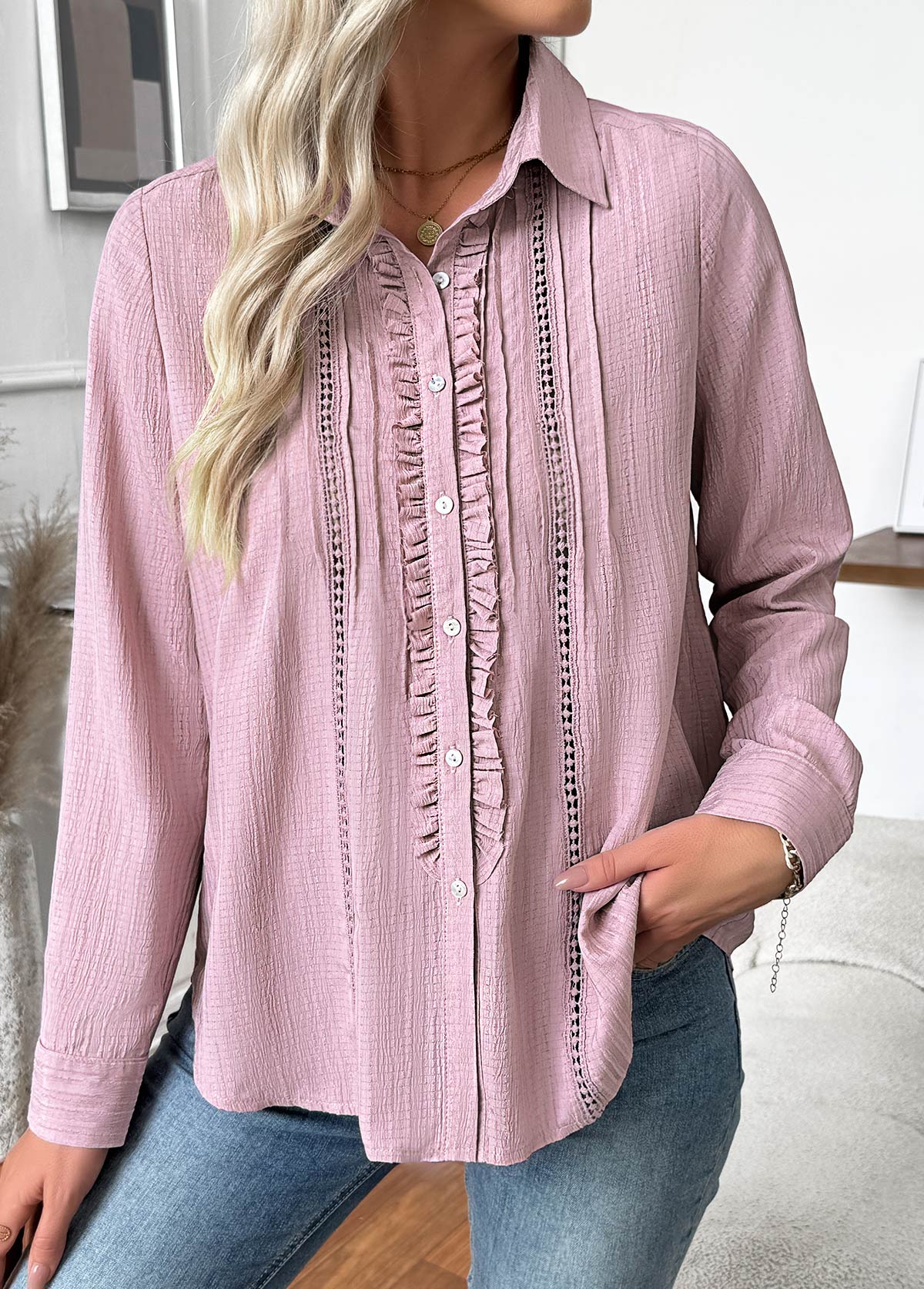 Pink Tummy Coverage Long Sleeve Shirt | picture 
