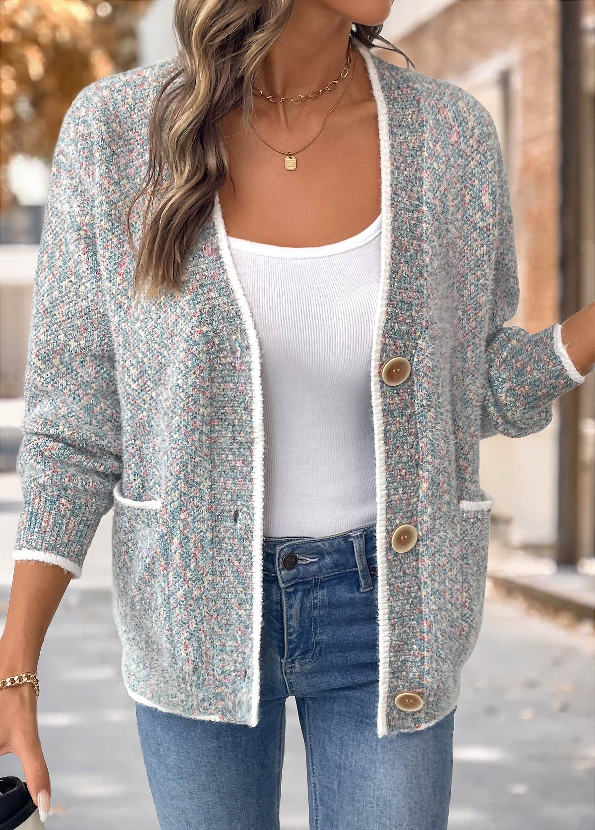 Multi Color Tummy Coverage Long Sleeve Cardigan | picture 