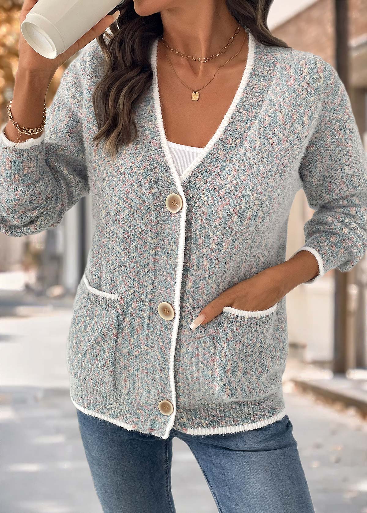 Multi Color Tummy Coverage Long Sleeve Cardigan | picture 