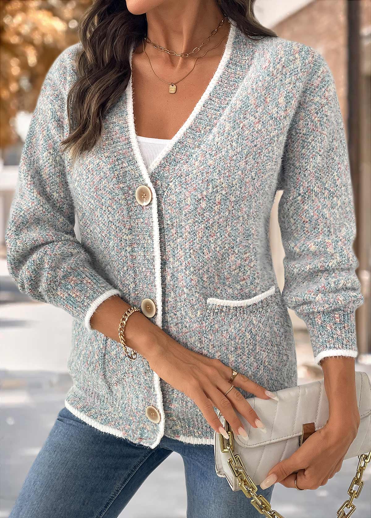 Multi Color Tummy Coverage Long Sleeve Cardigan | picture 