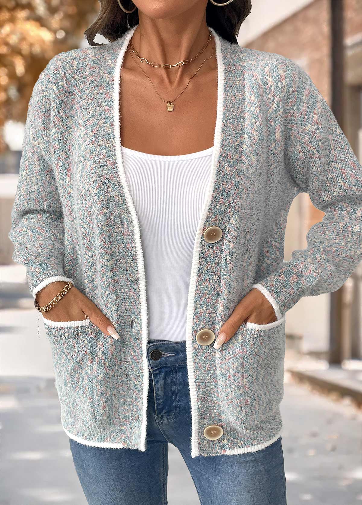 Multi Color Tummy Coverage Long Sleeve Cardigan | picture 