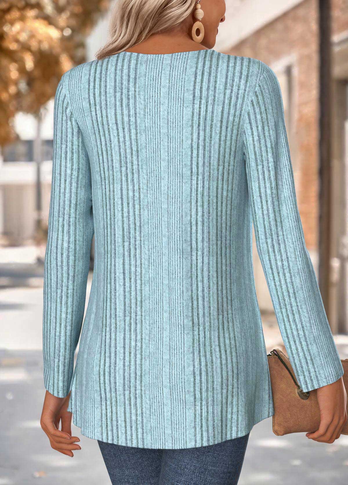 Dusty Blue Long Sleeve Fake Two Piece Twinset | picture 