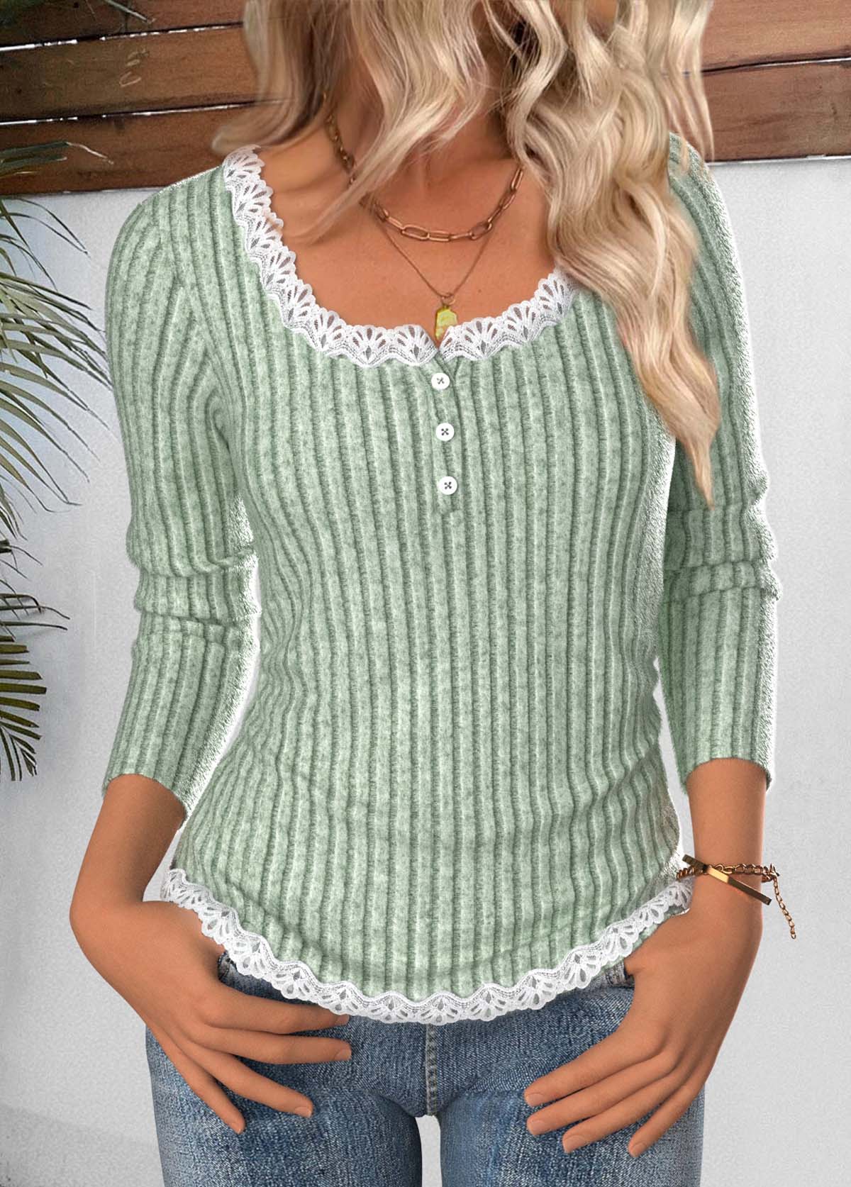 Sage Green Tummy Coverage Long Sleeve T Shirt | picture 