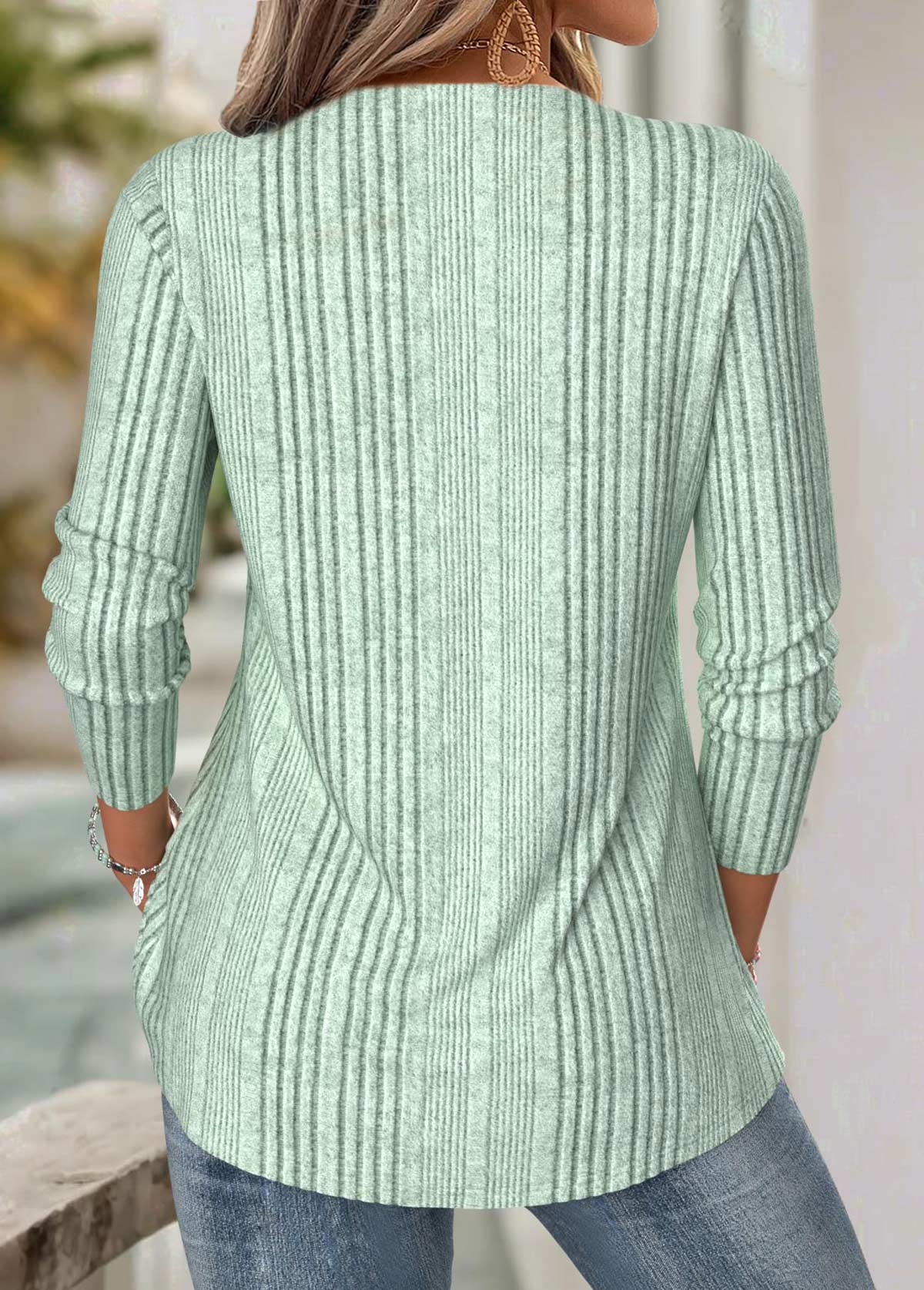 Sage Green Tummy Coverage Long Sleeve T Shirt | picture 