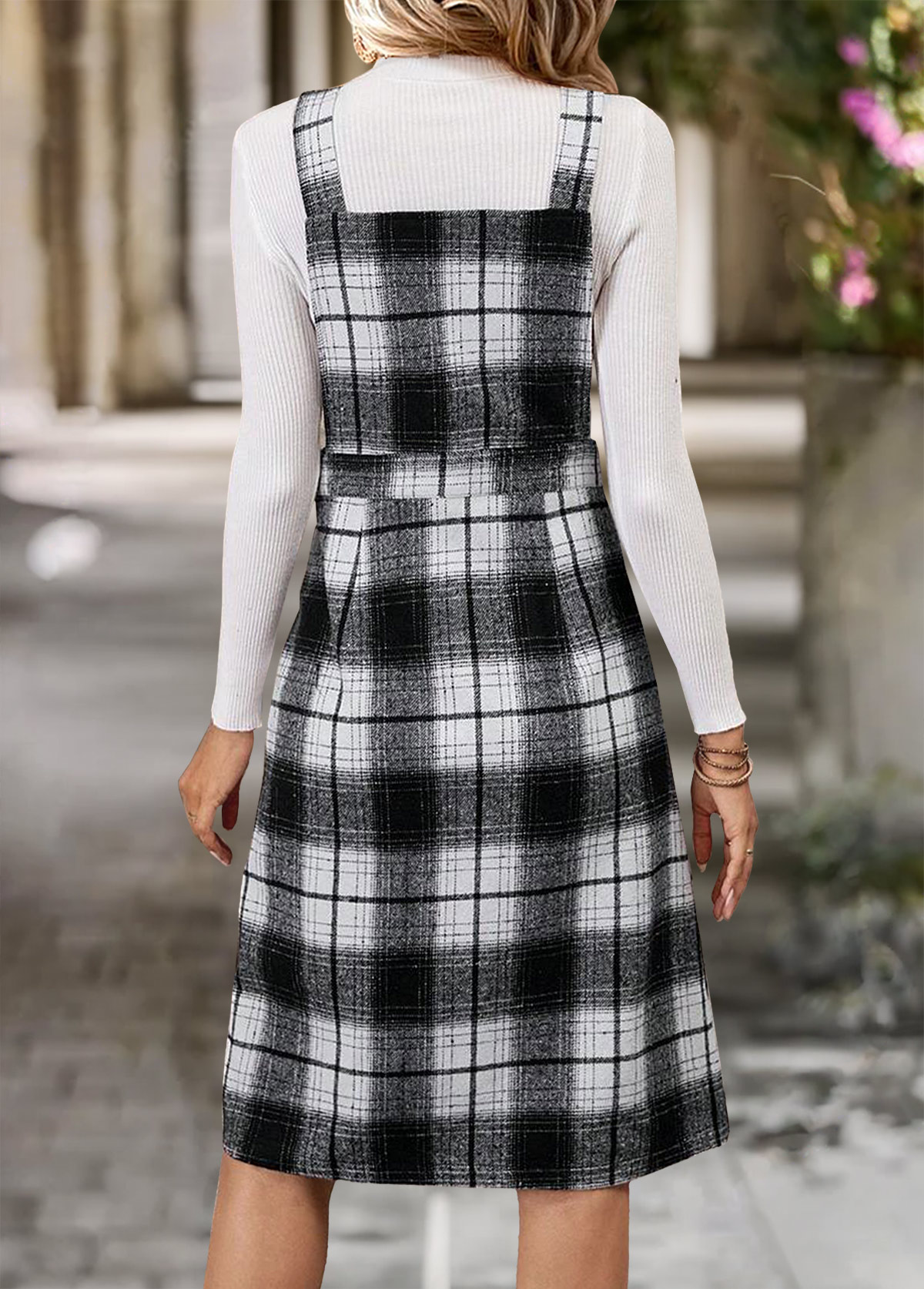 Black Tummy Coverage Plaid Sleeveless Tank Dress | picture 