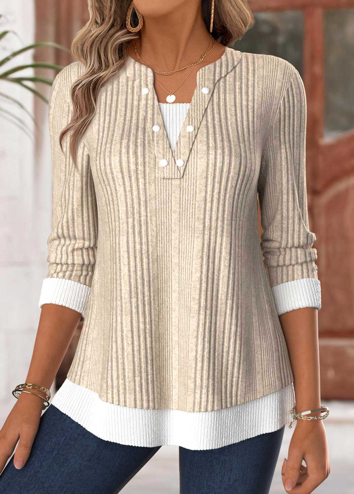 Light Camel Tummy Coverage Long Sleeve T Shirt | picture 