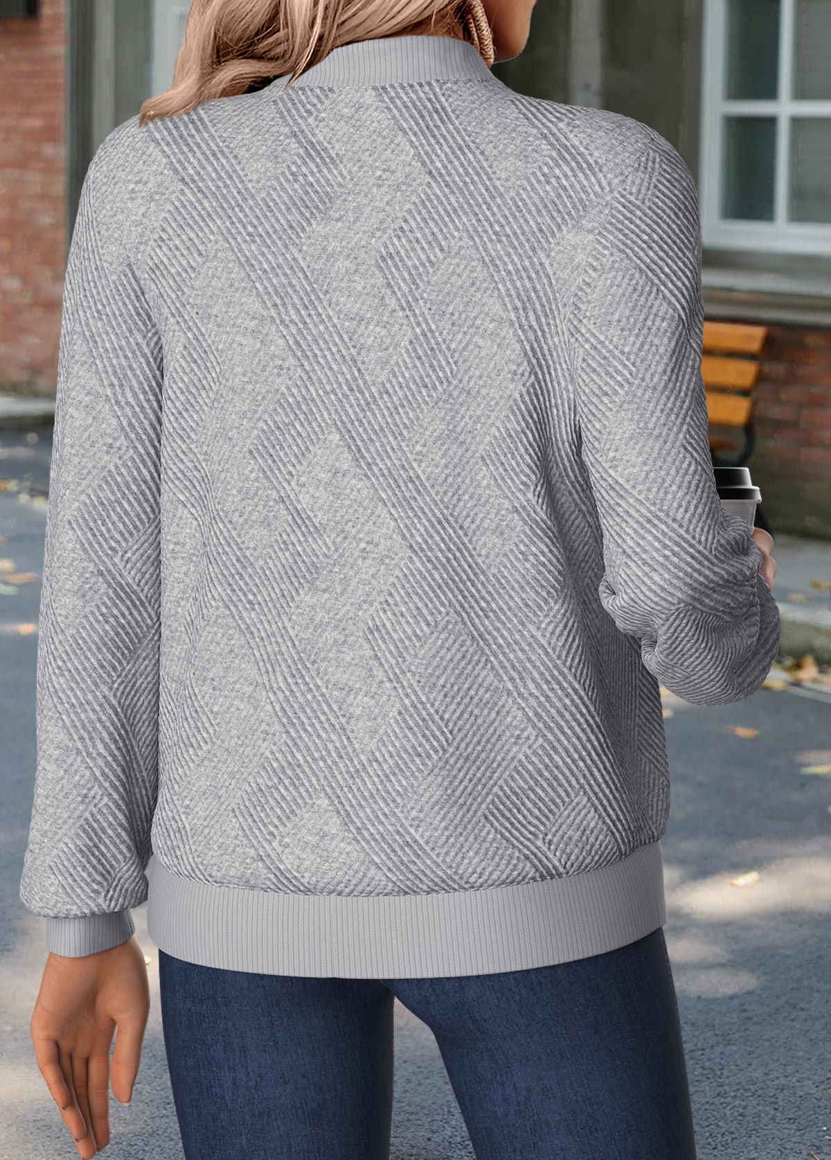 Light Grey Marl Tummy Coverage Long Sleeve Track Jacket | picture 
