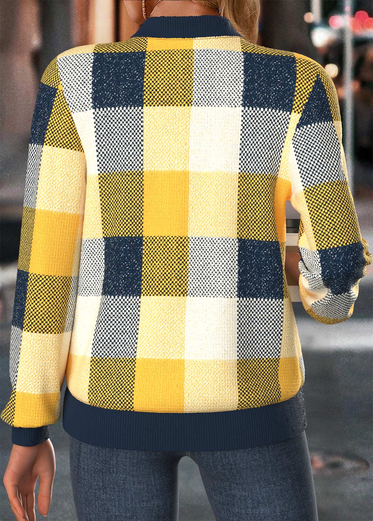 Multi Color Tummy Coverage Plaid Long Sleeve Jacket | picture 