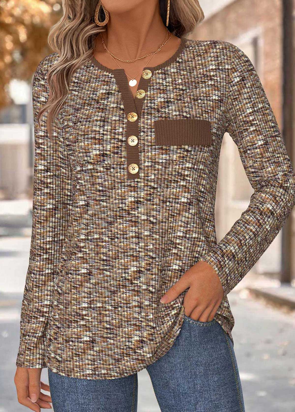 Dark Coffee Tummy Coverage Long Sleeve T Shirt | picture 