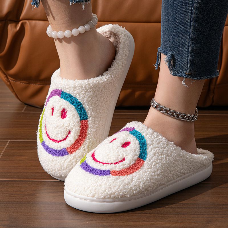 White Tweed Round Toe Falt Slippers | picture 