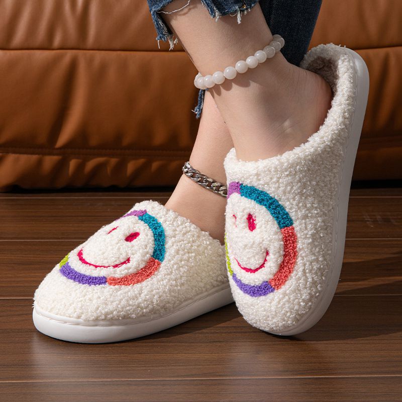 White Tweed Round Toe Falt Slippers | picture 