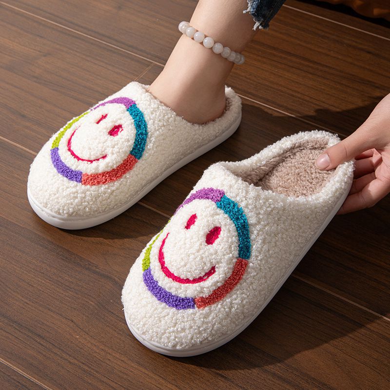 White Tweed Round Toe Falt Slippers | picture 