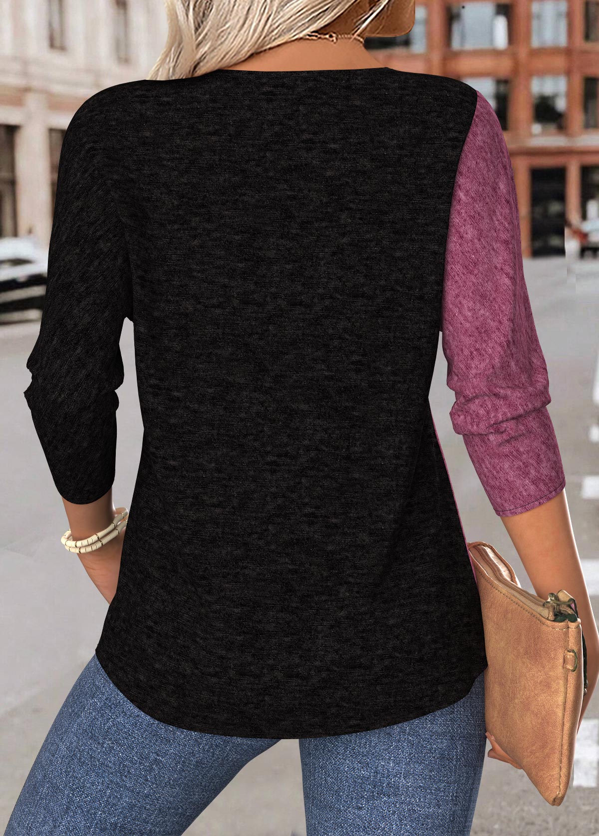 Dark Reddish Purple Tummy Coverage Long Sleeve T Shirt | picture 