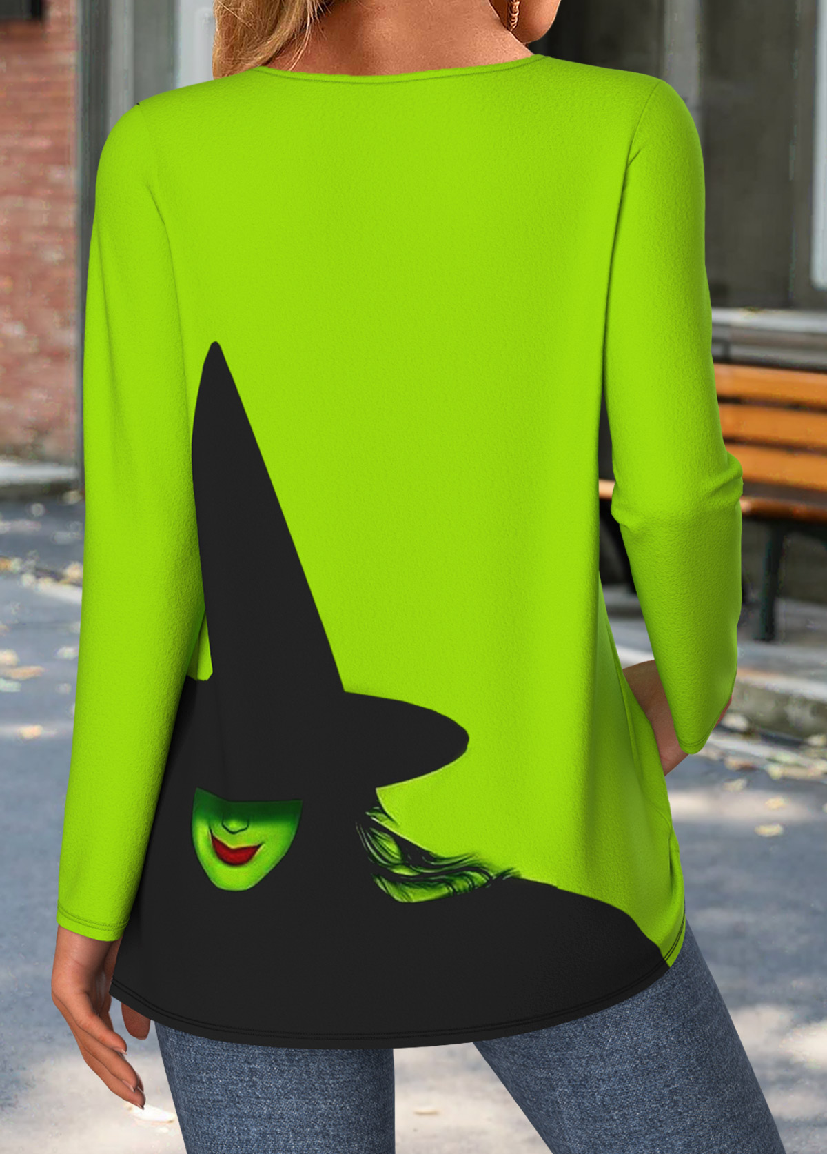 Halloween Neon Green Tummy Coverage Long Sleeve T Shirt | picture 