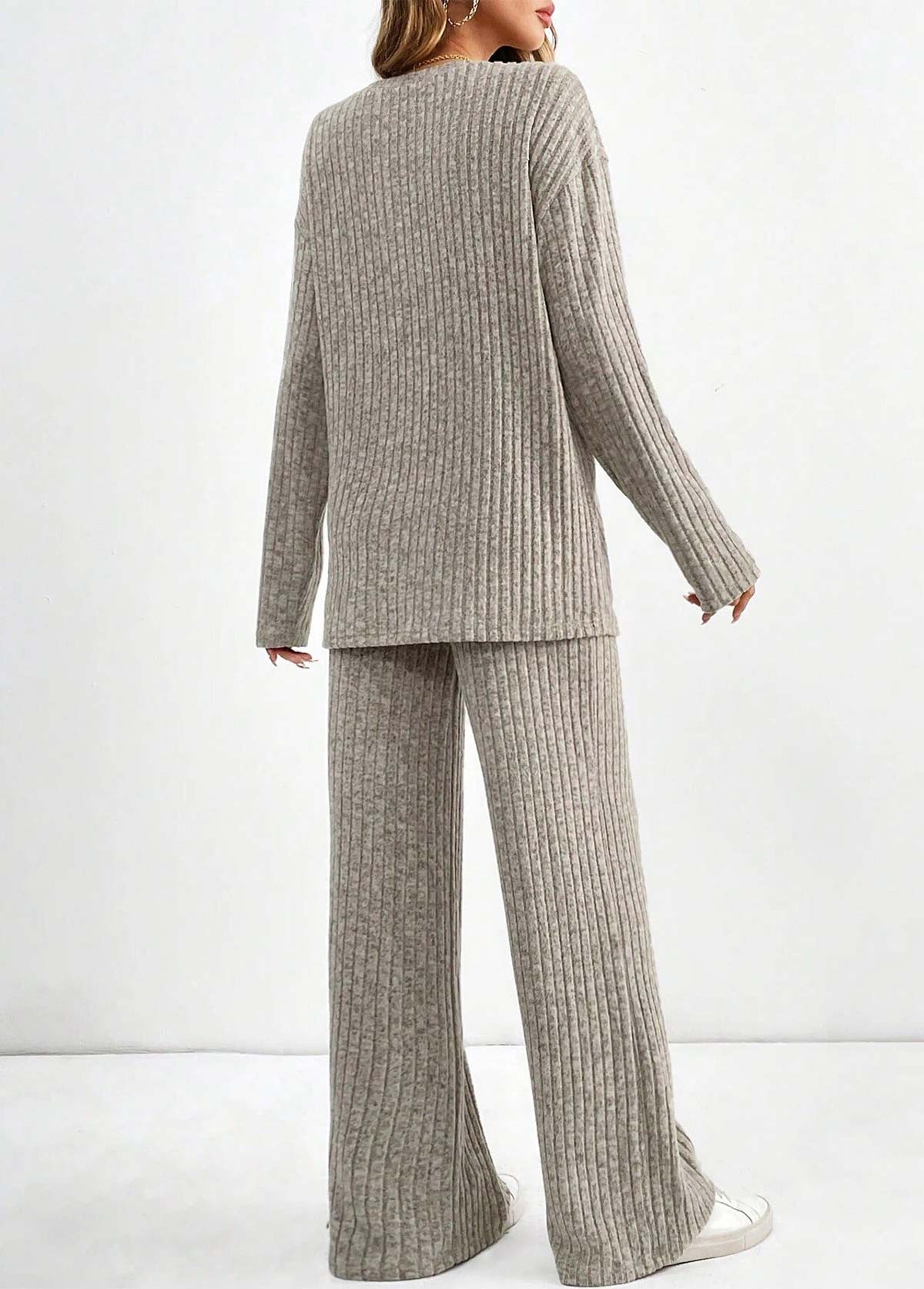 Light Coffee Long Sleeve Lounge Top and Pants | picture 