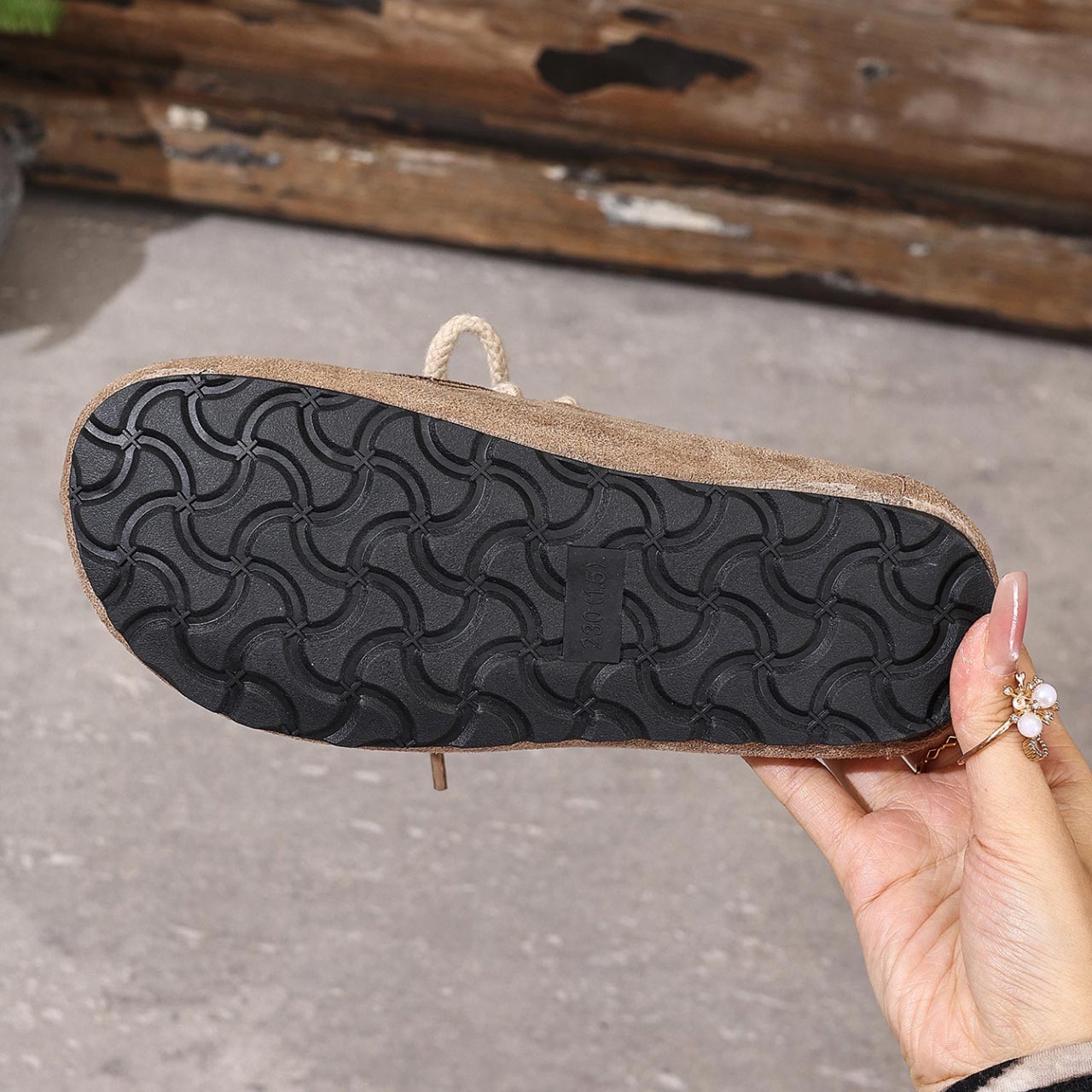 Gray Brown Nubuck Closed Toe Flats | picture 