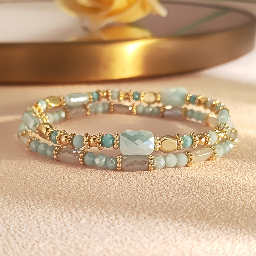 Sage Green Acrylic Beaded Bracelet Set | picture 