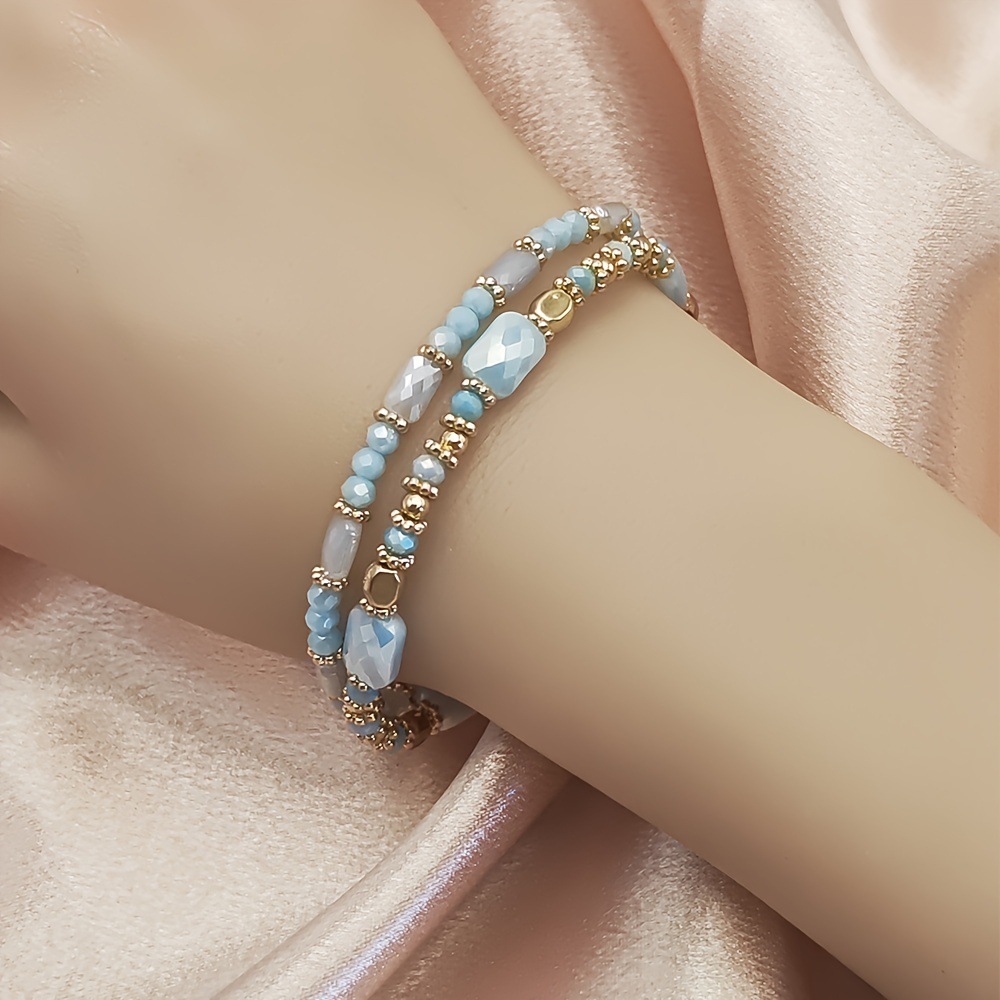 Sage Green Acrylic Beaded Bracelet Set | picture 