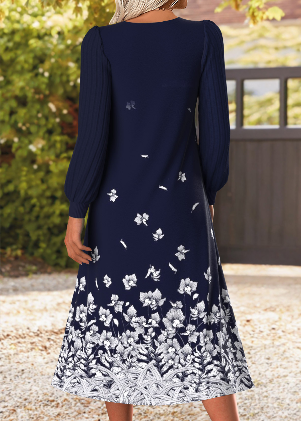 Multi Color Tummy Coverage Floral Print Long Sleeve Dress | picture 