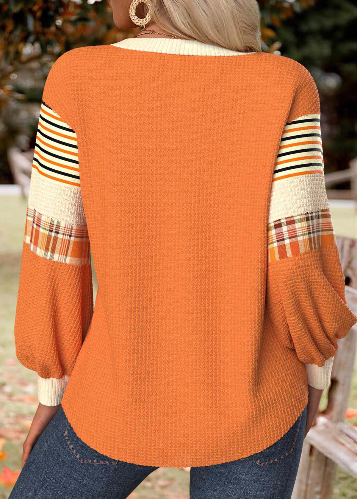 Halloween Neon Orange Tummy Coverage Pumpkin Print Sweatshirt | picture 