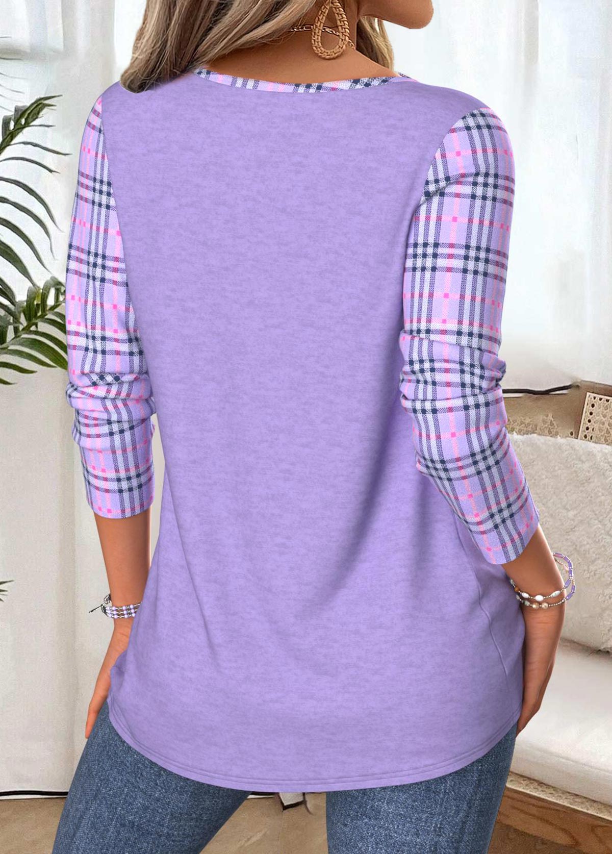 Halloween Light Purple Tummy Coverage Pumpkin Print T Shirt | picture 