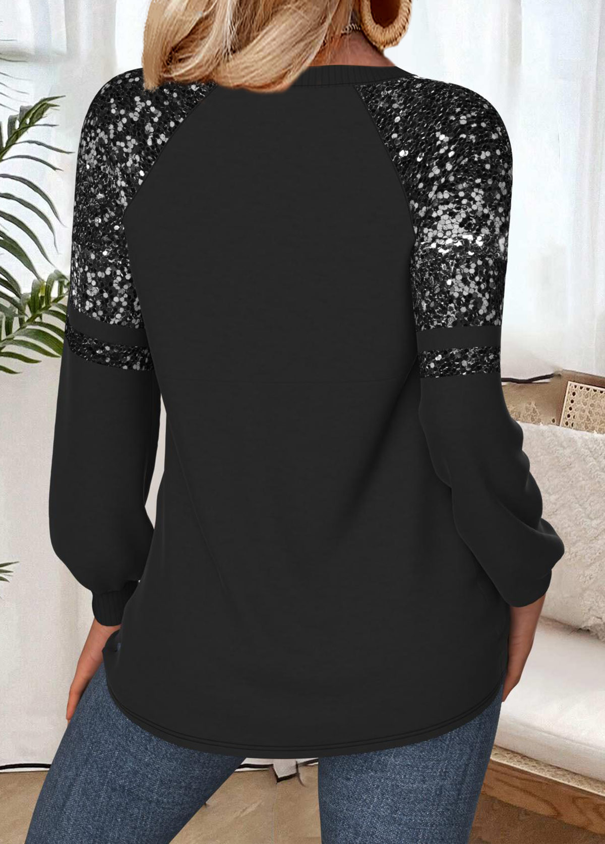 Halloween Black Tummy Coverage Long Sleeve Round Neck Sweatshirt | picture 