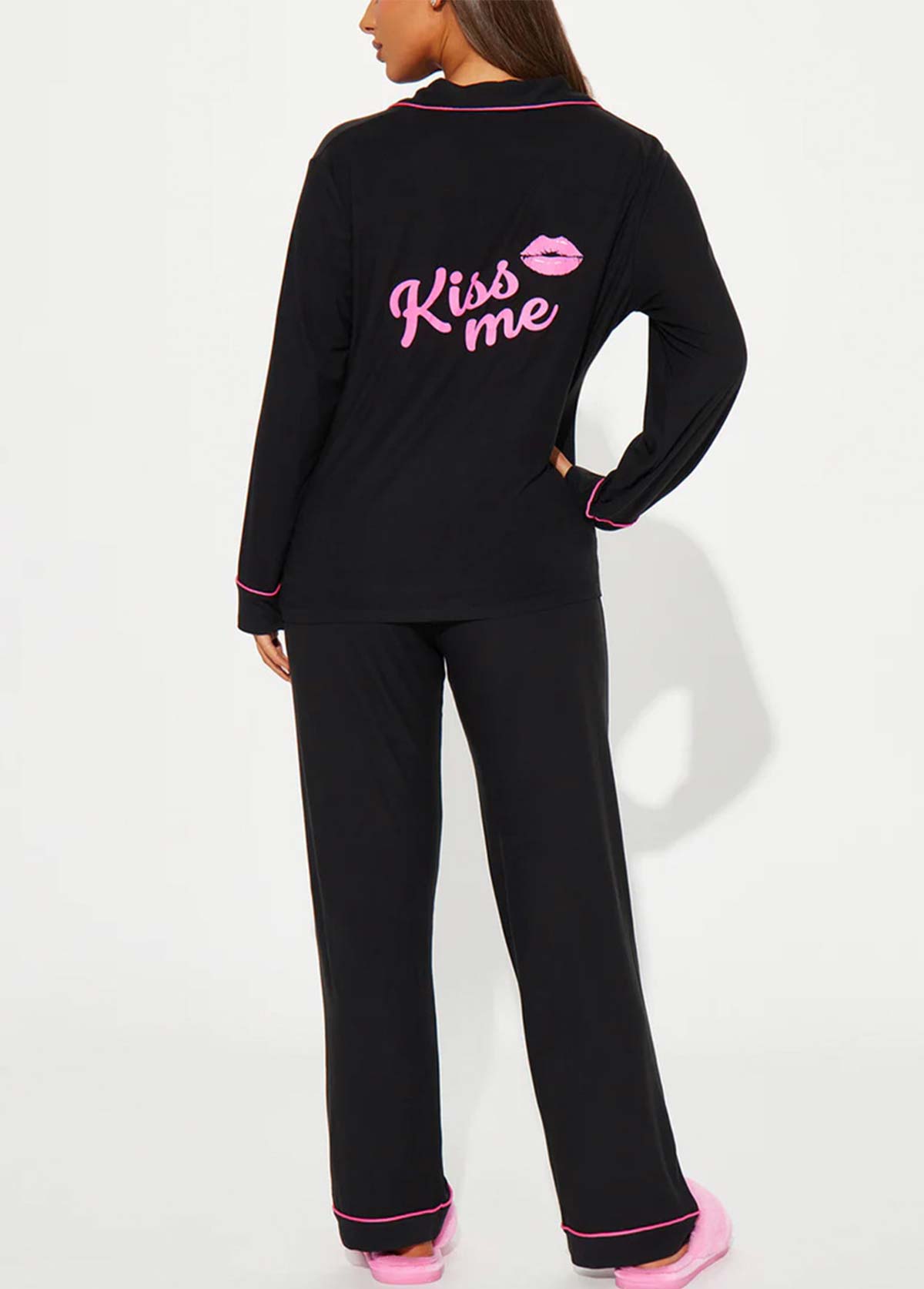 Black Long Sleeve Lounge Top and Pants | picture 