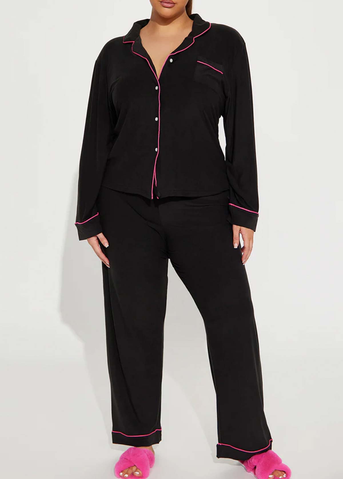 Black Long Sleeve Lounge Top and Pants | picture 