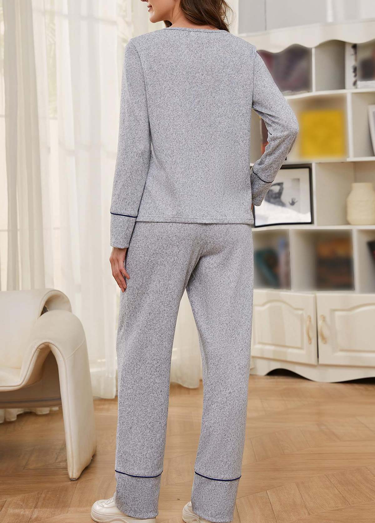 Light Grey Long Sleeve Lounge Top and Pants | picture 