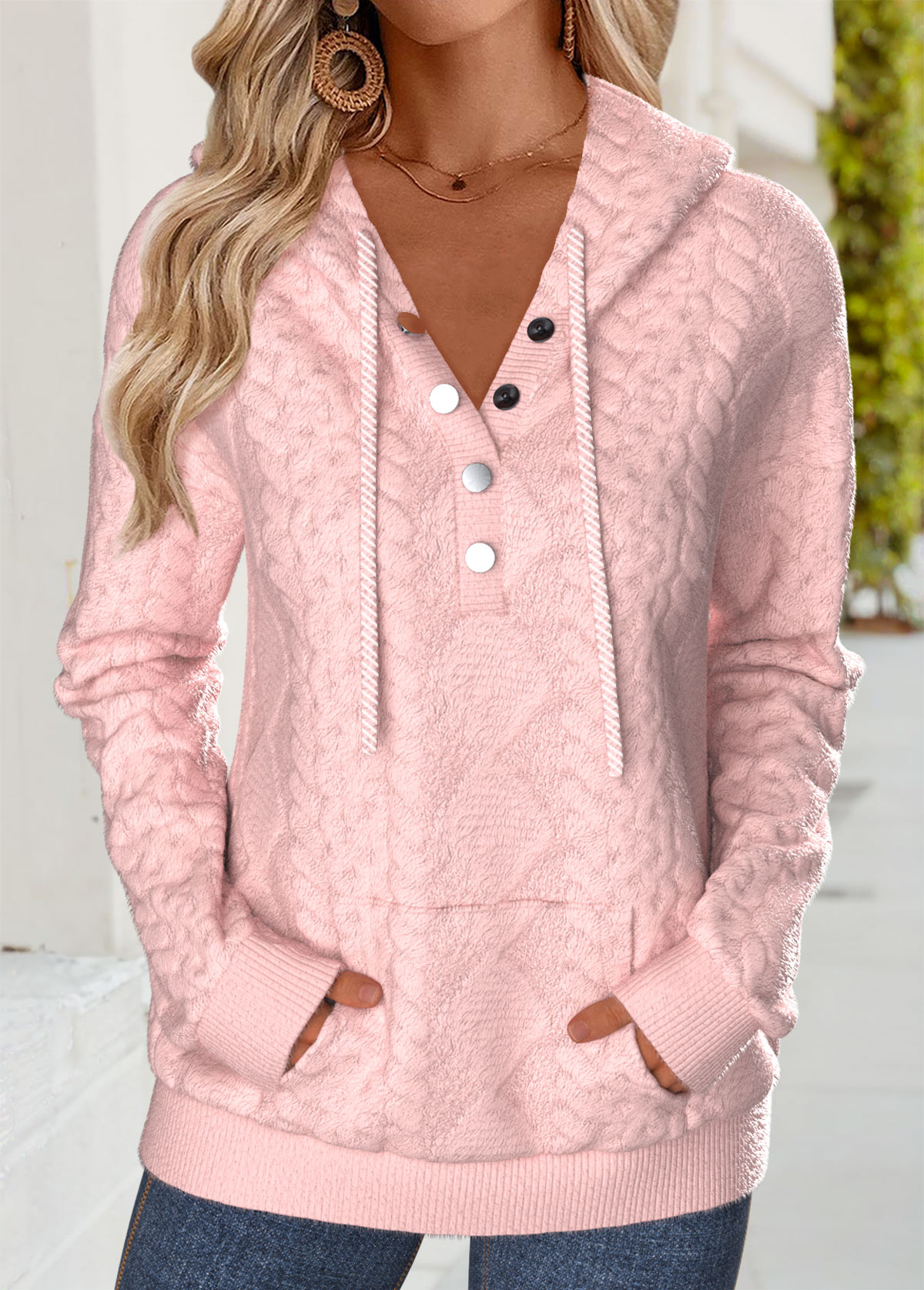 Pink Tummy Coverage Long Sleeve Hoodie | picture 