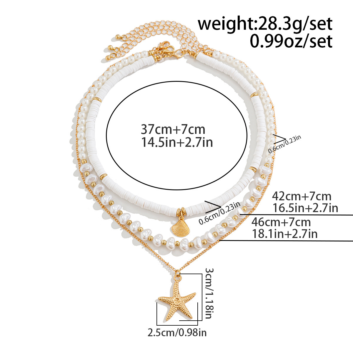 White Color Shell Alloy Detail Necklace | picture 