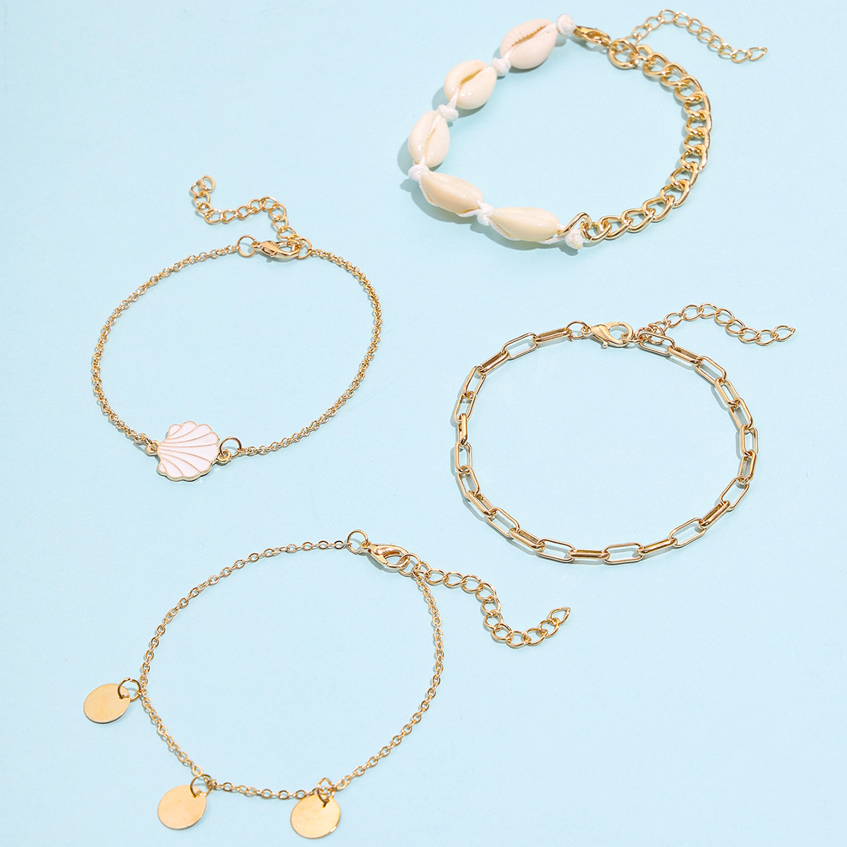 Golden Color Shell Alloy Detail Anklets | picture 