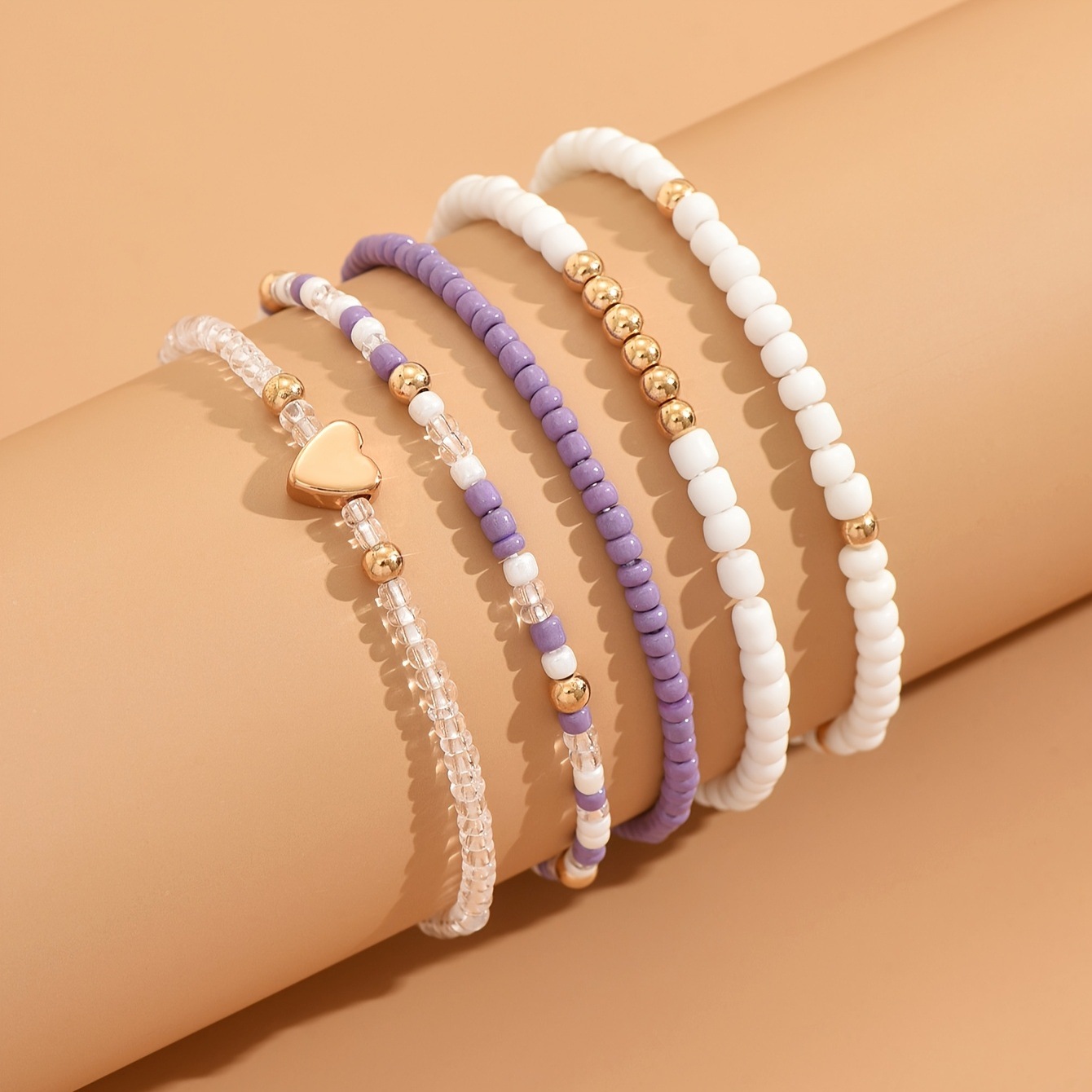 Light Purple Heart Seed Beads Bracelets | picture 