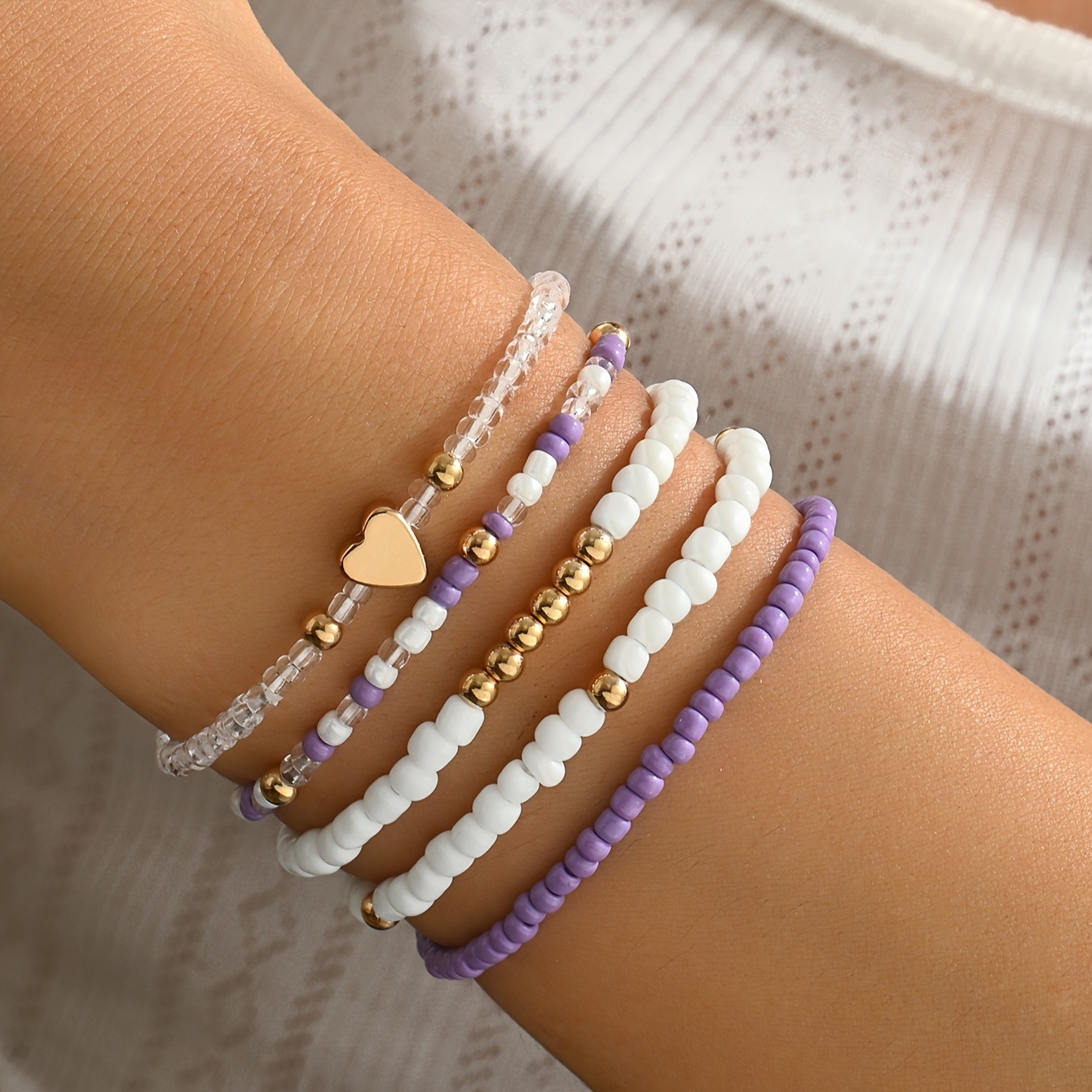 Light Purple Heart Seed Beads Bracelets | picture 