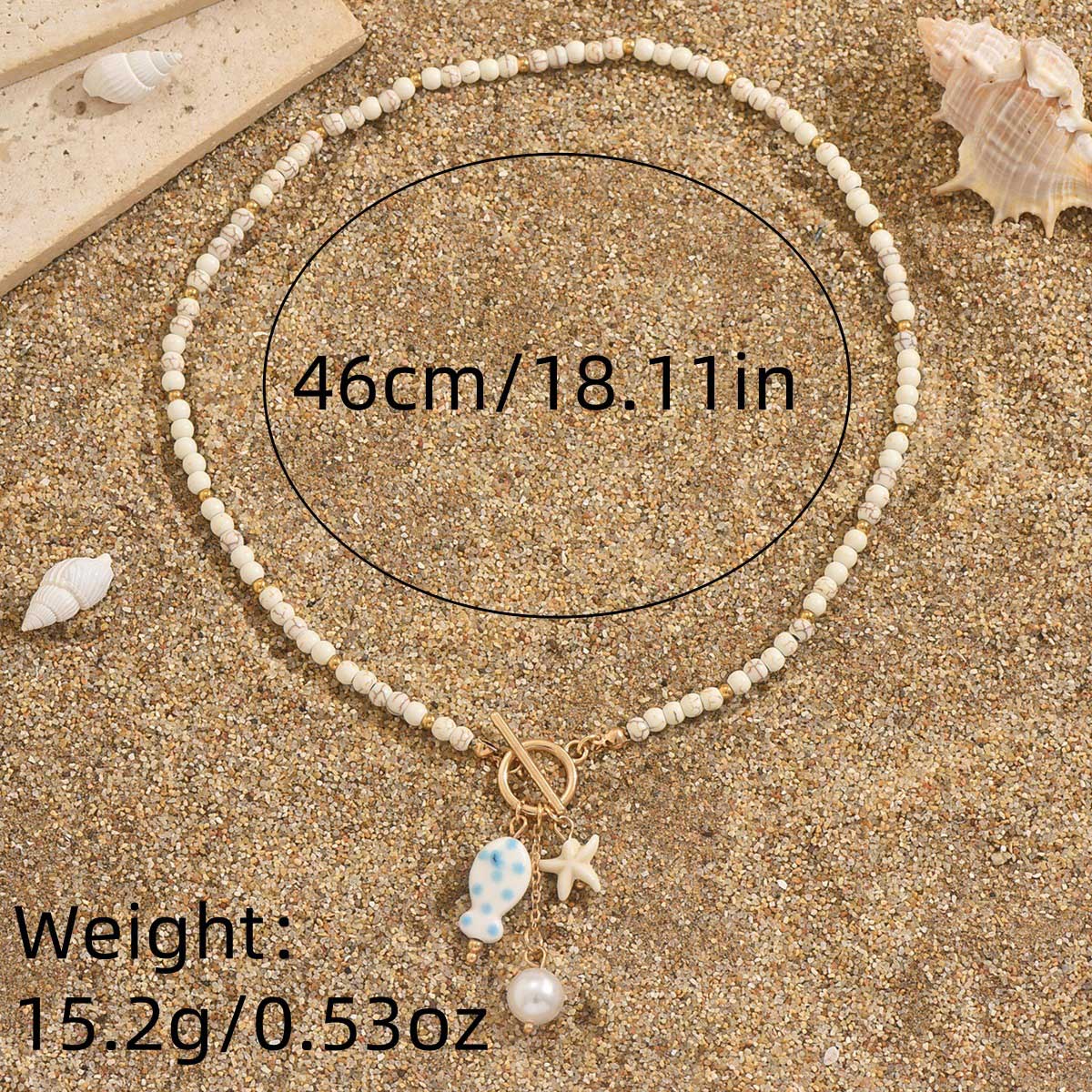 Beige Color Round Glass Detail Necklace | picture 