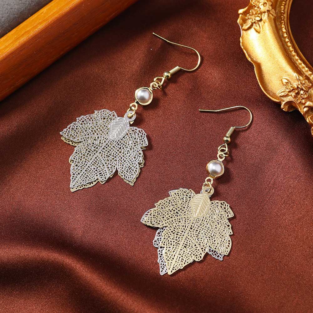 Halloween Champagne Leaf Alloy Deyail Earrings | picture 