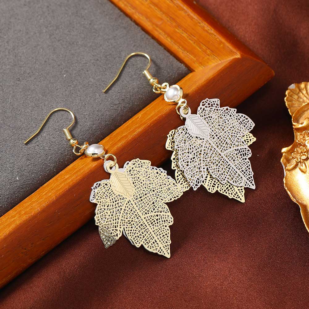 Halloween Champagne Leaf Alloy Deyail Earrings | picture 