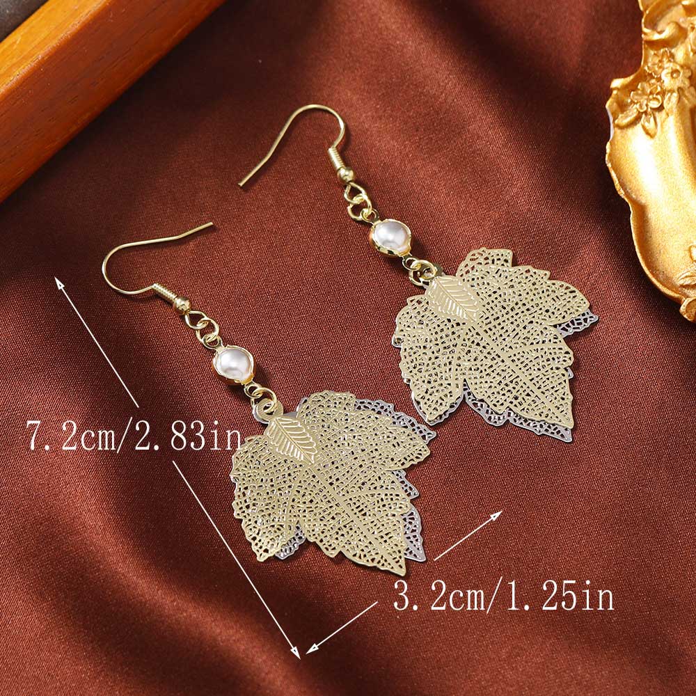 Halloween Champagne Leaf Alloy Deyail Earrings | picture 