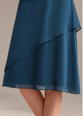 Peacock Blue Lace 3/4 Sleeve Round Neck Dress | thumb picture 