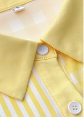 Light Yellow Patchwork Striped Long Sleeve Shirt | thumb picture 